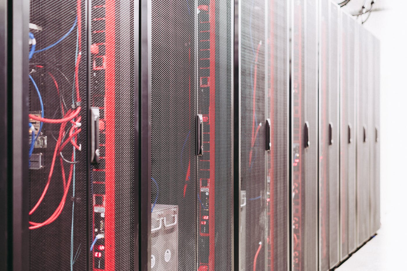 Server racks and network cables in a data centre